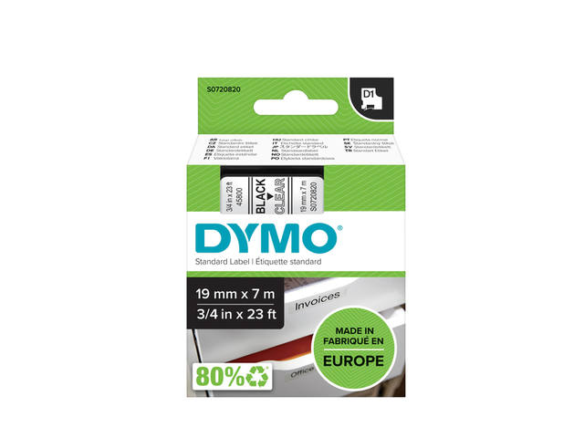 LABELTAPE DYMO LABELMANAGER D1 POLYESTER 19MM TRNS 1