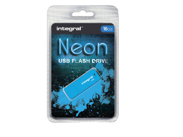 USB-STICK INTEGRAL FD 16GB NEON BLAUW 1