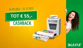 Tot € 55,- cashback op Leitz papiervernietigers en lamineermachines
